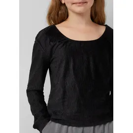 s.Oliver Cropped-Shirt mit mit samtiger Struktur - schwarz - 134/140