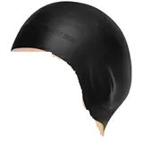 HEUchuan Badekappe Silikon-Badekappen-Abdeckung Ohren for Männer und Frauen, wasserdichter Gehörschutz, 3D-haltbarer, feuchtigkeitsbeständiger Schwimmgummi(Black)