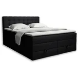 Deine Möbel 24 Boxspringbett, Schwarz, Holz, Holzwerkstoff, Textil, H3 + H4, 160x200 cm, Schlafzimmer, Betten, Boxspringbetten
