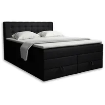 Deine Möbel 24 Boxspringbett, Schwarz, Holz, Holzwerkstoff, Textil, H3 + H4, 160x200 cm, Schlafzimmer, Betten, Boxspringbetten