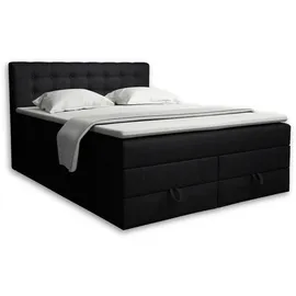 Deine Möbel 24 Boxspringbett, Schwarz, Holz, Holzwerkstoff, Textil, H3 + H4, 160x200 cm, Schlafzimmer, Betten, Boxspringbetten