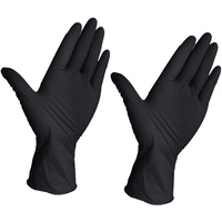 Colorful Home Tool 1 Paar Einweg Handschuhe Schwarze Gummi Nitril-Handschuhe puderfreie Tätowierhandschuhe Mechaniker Kochhandschuhe Komfortable (Schwarz, M)