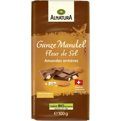 Alnatura Bio Ganze Mandel Fleur de Sel Tafelschokolade 100G