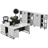 Xlmoebel Schreibtisch XLMOEBEL Schreibtischsystem in Beige mit Stauraum und Schubladen (Schreibtischsystem, 2x Büroschranke, 2x Kommoden), Made in Europa beige|braun