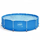 HAF Framepool Frame Pool Aufstellpool Schwimmbecken Blau rund 366 x 91 cm (Vollständiges Komplett Set mit Rahmen und Folie, Einfacher, schneller & unkomplizierter Aufbau), Lieferumfang OHNE Filter oder Pumpe blau Ø 366 cm x 91 cm
