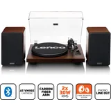 Lenco LS-600WA Plattenspieler mit zwei externen Lautsprechern und 2 x 30 Watt RMS Walnuss