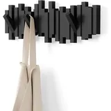 Wandgarderobe Mit 5 Klapphaken, Schwarz