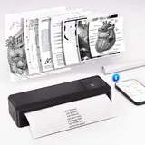 vretti P83 Mobiler Drucker A4, Tragbarer Thermodrucker A5 für Unterwegs, Bluetooth-Verbindung für Smartphones, Kompatibel mit Android/iOS, Reisedrucker für Hause, Lernen,Schwarz