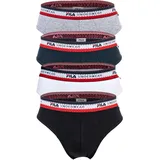 Fila Herren Slip, Multipack - Briefs, Logobund, Cotton Stretch, einfarbig Schwarz/Weiß/Blau/Grau 2XL