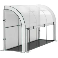 Gewächshaus Mit Rolltür, Winterfest Foliengewächshaus Aus Stahl, Treibhaus Für Balkon, Garten, Tomatenhaus Mit Uv Schutz 300x80x157cm Tomatengewächshaus Für Gemüse Blumen Pflanzen Weiß  on-site