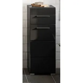 inn.furn Unterschrank schwarz Hochglanz 30 cm mit Vollauszug Leon