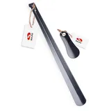 SULPO 2er Pack 12cm & 51cm Stabil Schuhlöffel aus Edelstahl - Schuhlöffel Lang - Schuhlöffel Klein - Schuhlöffel Metall mit Aufhängeloch - Schuhanzieher Lang - Schuhanzieher Klein - Shoe Horn - 12 cm / 51 cm