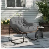 LuxeLiving Schaukelstuhl Terrassen-Schaukelstühle Für Den Außenbereich Mit Kissen, Schwingsessel Relaxstuhl, Rattan-Schaukelsessel, 80x90x105cm grau