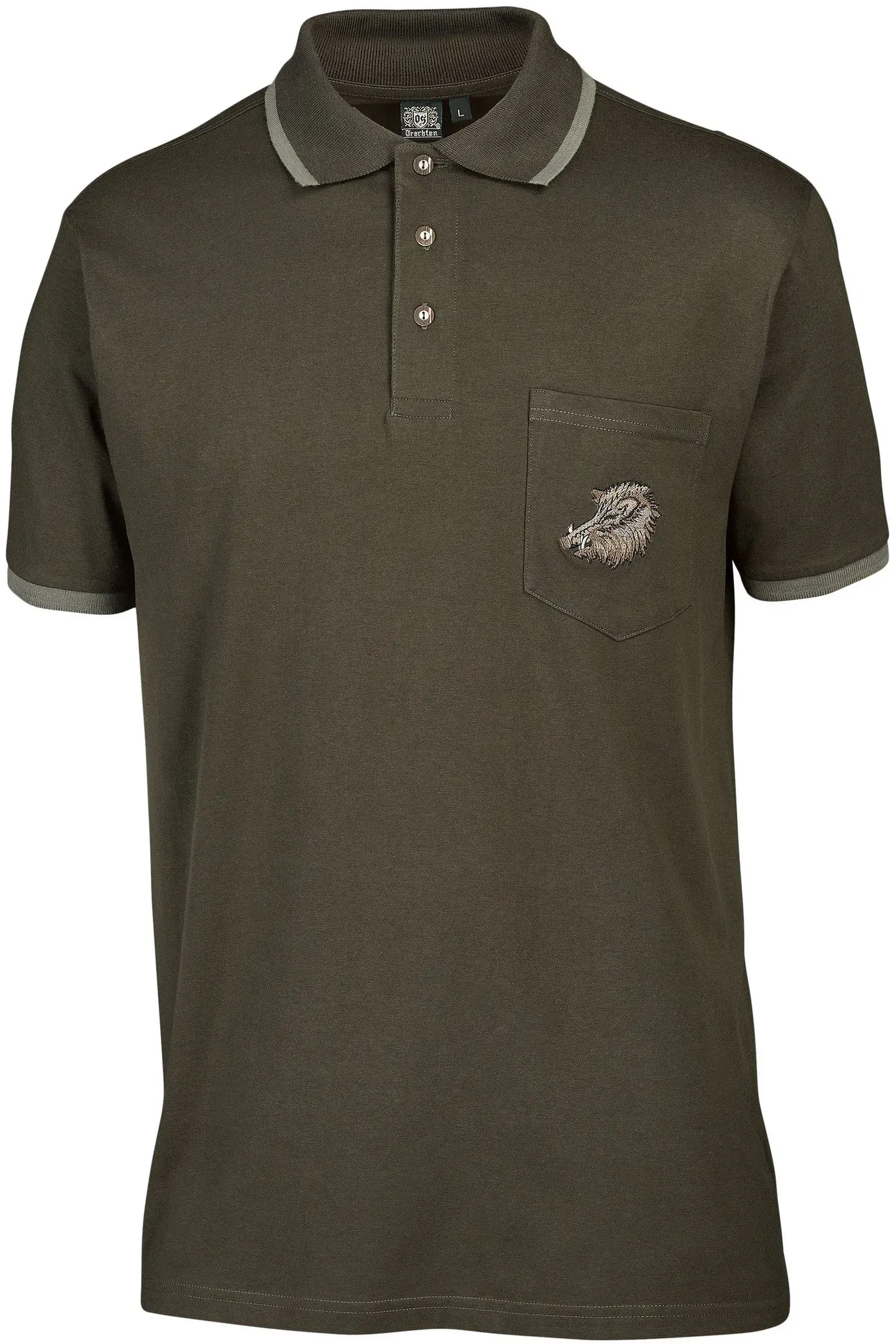 OS-Trachten Herren-Poloshirt, oliv, M