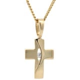 HOPLO Kreuzanhänger Anhänger Kreuz mit massiver Goldkette 1,1 mm 333-8 Karat Gold, Made in Germany 36 cm