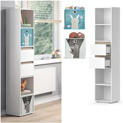 Vicco Kinderregal Bücherregal Standregal Robert Weiß 36 x 171 cm modern Faltboxen Kinderzimmer Regal Wandregal Aufbewahrungsregal Spielzeugaufbewahrung