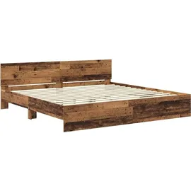 vidaXL Bettrahmen mit Kopfteil Altholz 180 x 200 cm Holzwerkstoff
