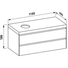 Laufen LANI Waschtischplatte wildeiche inklusive Unterschrank, 1 Ausschnitt links, 1185x495x580mm, H4065721122601, Farbe: Weiß matt