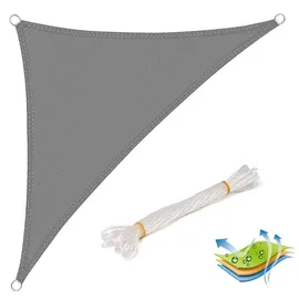 Woltu Sonnensegel Dreieck HDPE 420 x 420 x 600 cm Grau