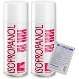 ISOPROPANOL - 2x 200ml Spraydose - Isopropylalkohol - hochreines Lösungsmittel - Reinheit > 99,9% - Universalreiniger - Cramolin - 4021411 inkl. 1 St. DEWEPRO® SingleScrubs - 2-Propanol IPA