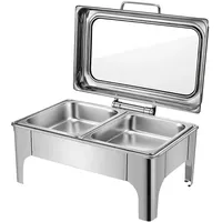 Homeline Chafing Dish 9L Edelstahl Glasdeckel, Speisewärmer, Silber