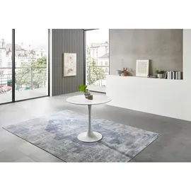 Stolkom Esstisch Weiß, Metall, Keramik, rund Säule, 90x75x90 cm, Esszimmer, Tische, Esstische, Esstische rund