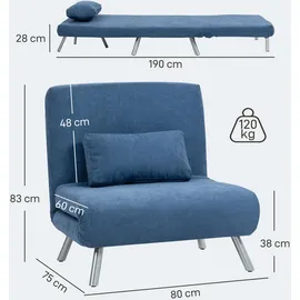 Homcom Schlafsessel 3-in-1 Polyester 1 Teile 120 x 0 x 0 cm Blau mit Kissen