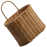 Ib Laursen Gewebter Weidenkorb Wandhalterung Handgemachte dekorative Körbe Wand Aufbewahrungskorb Rustikale Wand Pflanzgefäß Blumenvase für Garten Küche Bad Hellbraun Hängekorb