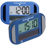 Lescars Digitale Parkscheibe: 2er-Set e-Parkscheiben, ECE-Zulassung, Erschütterungssensor, Solar (Elektronische Parkscheibe Solar, mit Display)