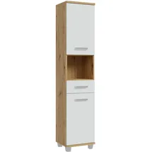 Forte Badschrank 2 Türen 1 Schublade 40,2 x 186,8 x 34,8 cm Weiß/Artisan Eiche