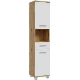 Forte Badschrank 2 Türen 1 Schublade 40,2 x 186,8 x 34,8 cm Weiß/Artisan Eiche