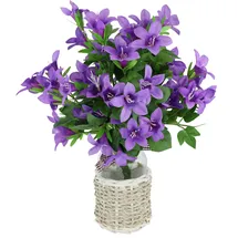 I.GE.A. Kunstblume I.GE.A. "Glockenblumen-Strauß in Vase", lila (violett), B:24cm H:36cm L:20cm, Polyester, Kunstpflanzen, Sternblumen Blumen Dekoblumen Künstlich Bouquet Blumenstrauß