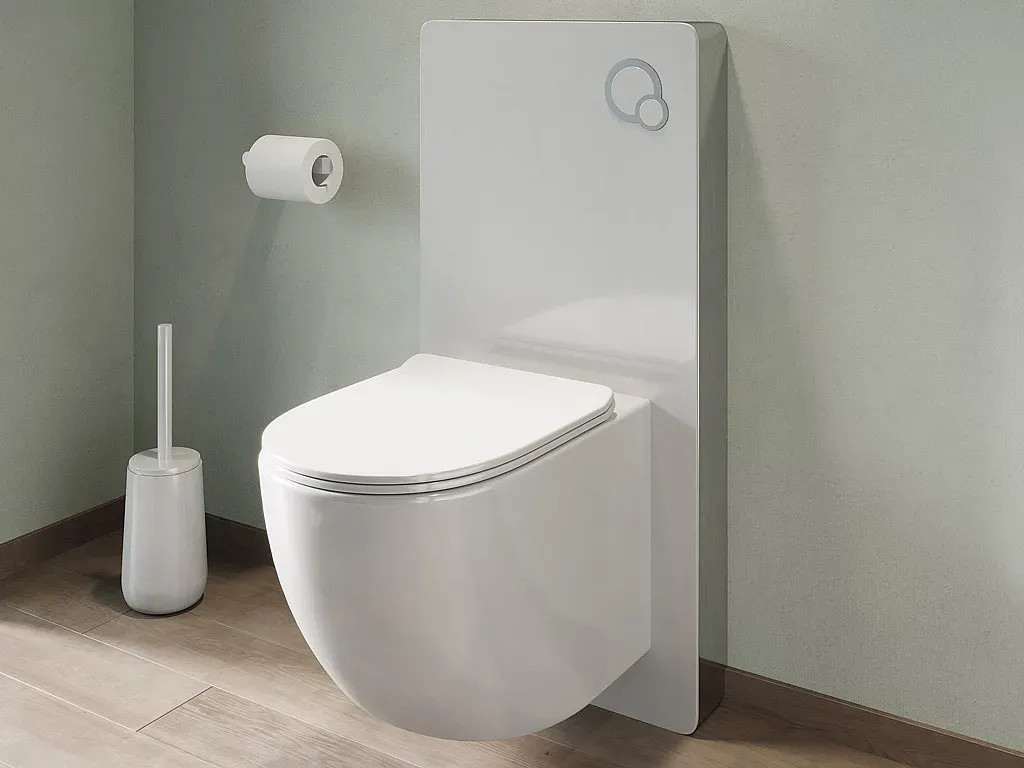 Sparset - Wand-WC mit dekorativem Trägergestell - Weiß glänzend - JAVOINE