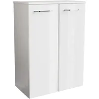 Fackelmann Milano Doppel-Midischrank 60,5 x 83 x 32 cm Weiß Glas/Metall/MDF/Spanplatte/Massivholz