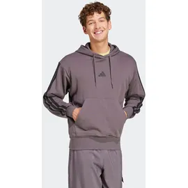 adidas Herren Kapuzensweat Essentials 3-Streifen French Terry, Größe L in Grau GRESTR/BLACK