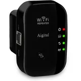 WLAN Verstärker Repeater(300 Mbit/s, Ethernet-Port, WPS, AP Modus, kompakte Bauweise, LED-Indikator, Mini WiFi Extender kompatibel zu Allen WLAN Geräten) -Schwarz