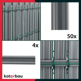 KOTARBAU KOTARBAU® Sichtschutz für vertikale Paneele 123 x 125 cm Dunkelgrau PVC Zaunlatten für Paneele Sichtschutzzaun Schichtschutzleisten für Zaunpan... - Dunkelgrau