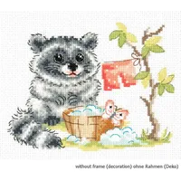 Magic needle 19-24 Waschbär, 16x12cm Kreuzstichset mit Zählmuster, Baumwolle,