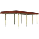 SKANHOLZ Carport Wendland 3,62 x 8,70 m nussbaum mit EPDM-Dach und Pfostenanker