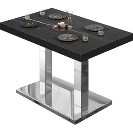 GGM Möbel Bistrotisch 120 x 70 x 77 cm Schwarz Marmor/Edelstahl