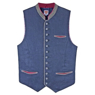 Maddox Trachtenweste Maddox Leinen Trachten Weste Bogen - Blau blau 46
