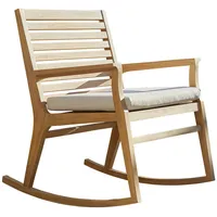 Tikamoon Schaukelstuhl Leni Teakholz 1-tlg 0 x 0 x 0 cm Beige mit Kissen