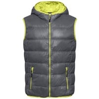 Men's Down Vest Ultraleichte sportliche Daunenweste mit Kapuze grau/gelb, Gr. L