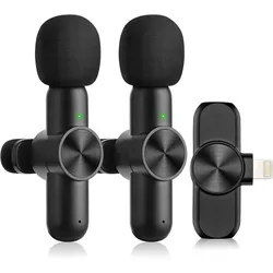OSDUE Lavalier Mikrofon Wireless, 2 Stück Plug-Play Drahtlos-Mikrofon für iPhone und iPad