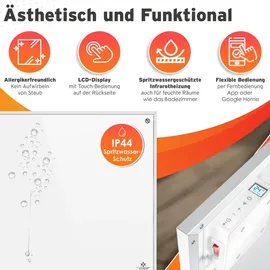 Kesser KESSER® Infrarotheizung Energiesparend Infrarot 2in1 Standgerät & Wandmontage Elektroheizung mit Fernbedienung Thermostat & App-Steuerung Timer Elektrisch Heizpaneel Heizung Konvektor Standfüße