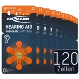 Ansmann Hörgerätebatterien Typ 13 orange 120 Stück, German Quality Check, Vorratspack, Batterien für Hörgeräte & Hörhilfen, leicht greifbar