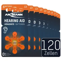Ansmann Hörgerätebatterien Typ 13 orange 120 Stück, German Quality Check, Vorratspack, Batterien für Hörgeräte & Hörhilfen, leicht greifbar