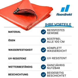 Floordirekt Abdeckplane 6 x 10 m Orange