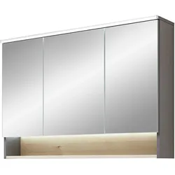 Spiegelschrank SAPHIR "Quickset 394", grau (quarzgrau matt touch), B:100cm H:71,6cm T:21,4cm, Spanplatte, Schränke