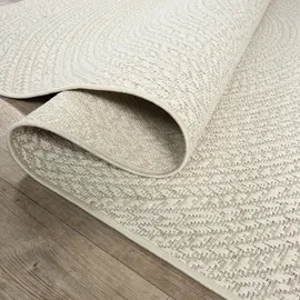 The CarPET Teppich THE CARPET "Kansas", beige (creme), H:1mm Ø:80cm, Polypropylen, Teppiche, Teppich, moderner robuster In und Outdoor Teppich Jute Look